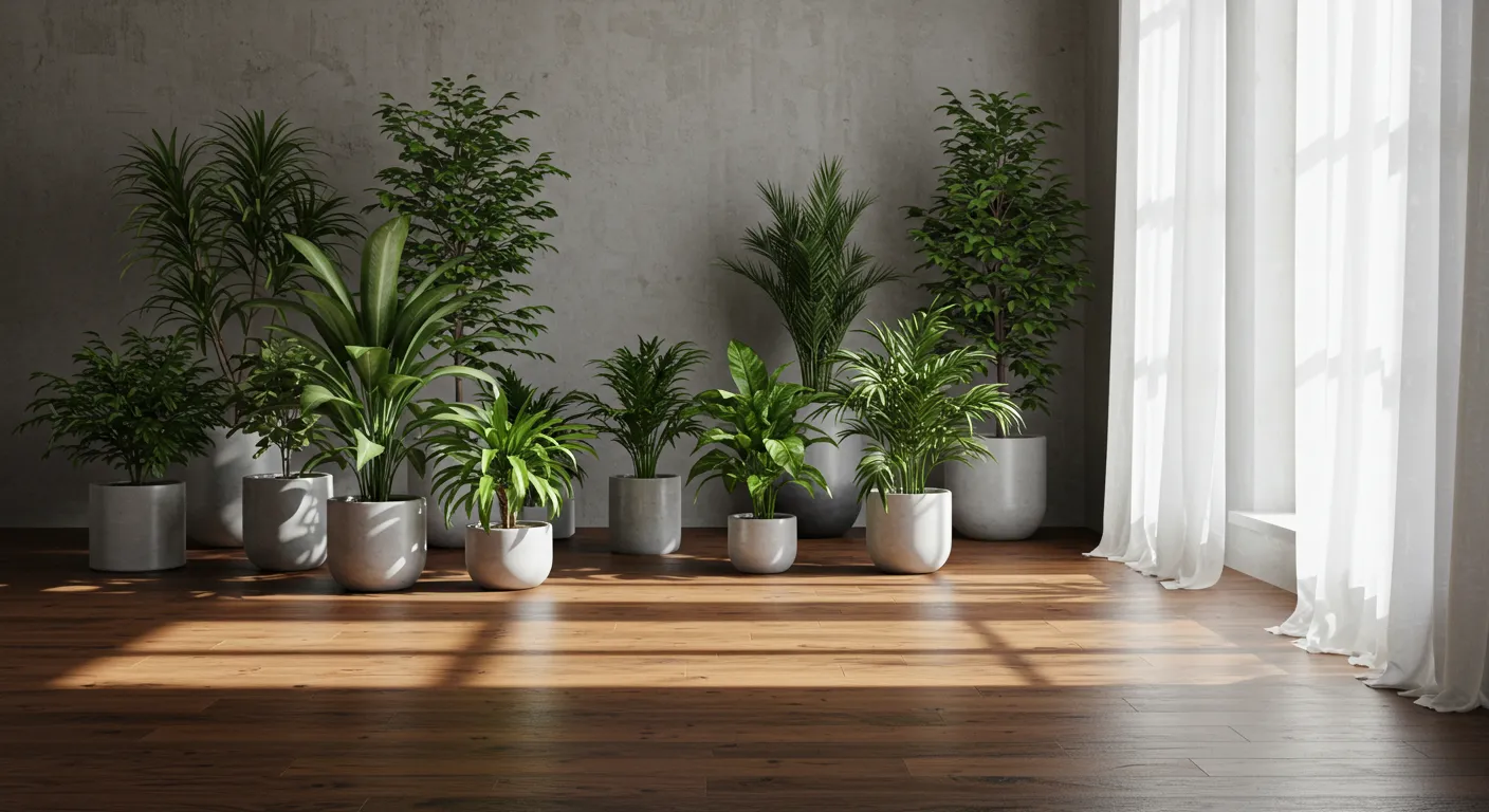 室内に置かれた観葉植物の画像